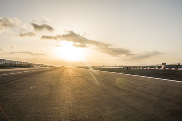 Gibraltar airport at sunset