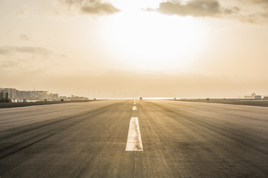 Gibraltar Airport At Sunset