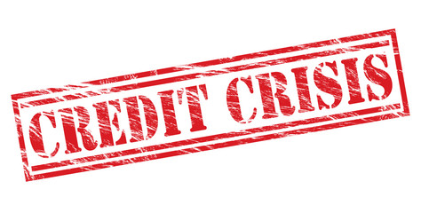 credit crisis red stamp on white background