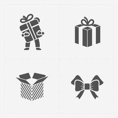 Gift flat black shop icon set