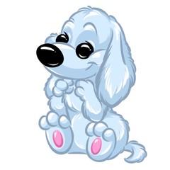 Blue cheerful dog cartoon illustration isolated image
