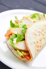 sandwich wrap with meat and vegetables