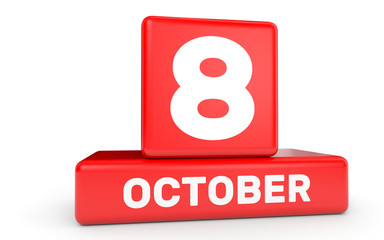 October 8. Calendar on white background.