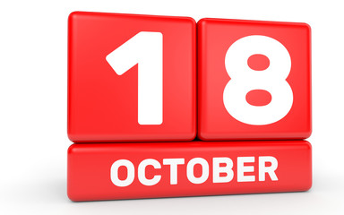 October 18. Calendar on white background.