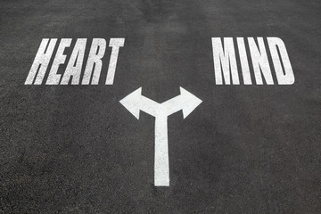 Heart or mind choice concept