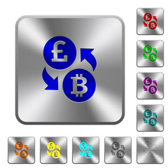 Pound Bitcoin money exchange rounded square steel buttons