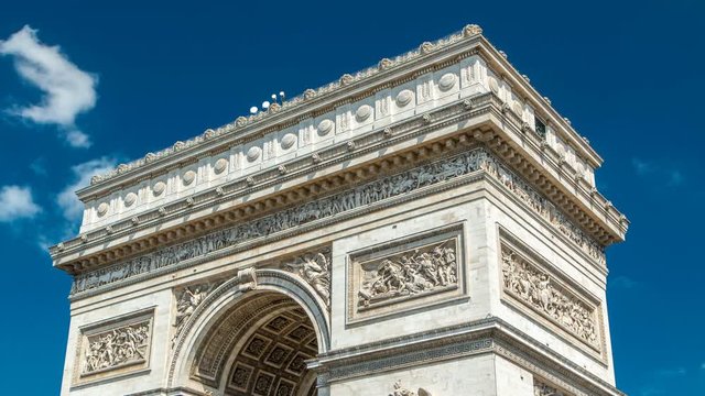 Top of the Arc de Triomphe Triumphal Arch of the Star timelapse is one of the most famous monuments in Paris