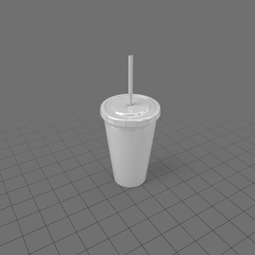 Plastic cup with lid and straw