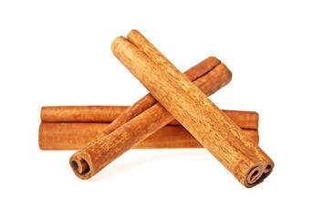 Stick of cinnamon spice isolated on a white background, close up