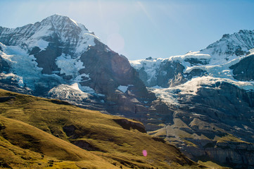 Views of the Swiss Alps from train