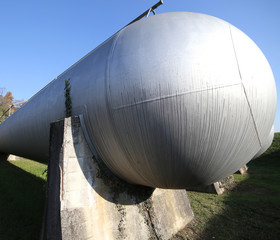 gas storage tanks in an industrial area.