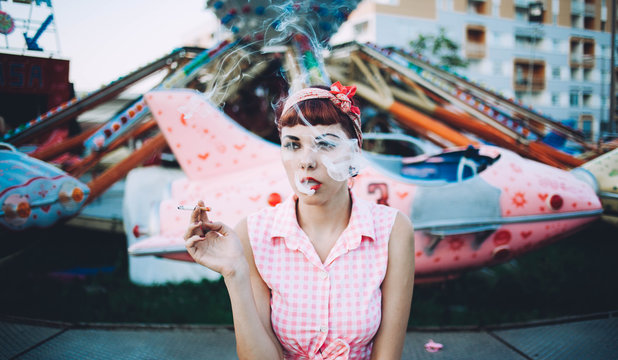 pin up girl in fun park