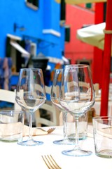 Glasses on table