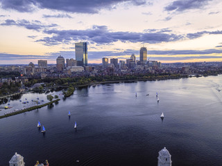 Back Bay Boston in Massachusetts, USA, Skyline of downtown on a Summer, Aerial view
