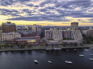 Fototapeta premium Back Bay Boston in Massachusetts, USA, Skyline of downtown on a Summer, Aerial view