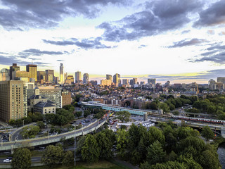 Obraz premium Back Bay Boston in Massachusetts, USA, Skyline of downtown on a Summer, Aerial view