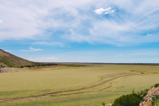 dried up river in a field