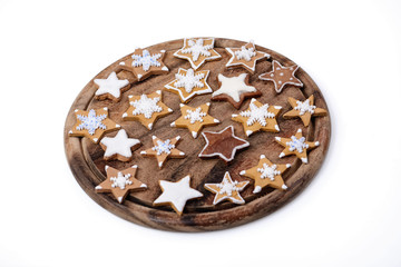 christmas cookies on a plate isolated on a white background