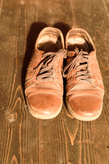 Old Worn Brown Leather Shoes