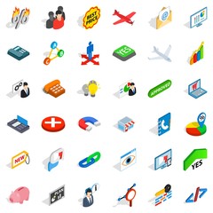Deal icons set, isometric style