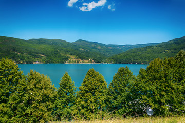 Naklejka premium Perucac Lake View In Tara National Park, Serbia