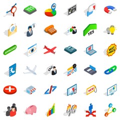 Transaction icons set, isometric style