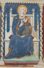 Fresco in San Gimignano, Italy - Madonna and Child