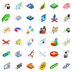 Bargain icons set, isometric style
