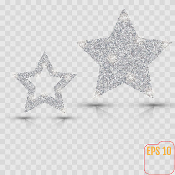 Silver star vector banner. Silver glitter . Template , card, vip, exclusive, certificate, gift luxury privilege voucher store present shopping
