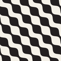Wavy stripes vector seamless pattern. Retro wavy texture. Geometric lines monochrome design.