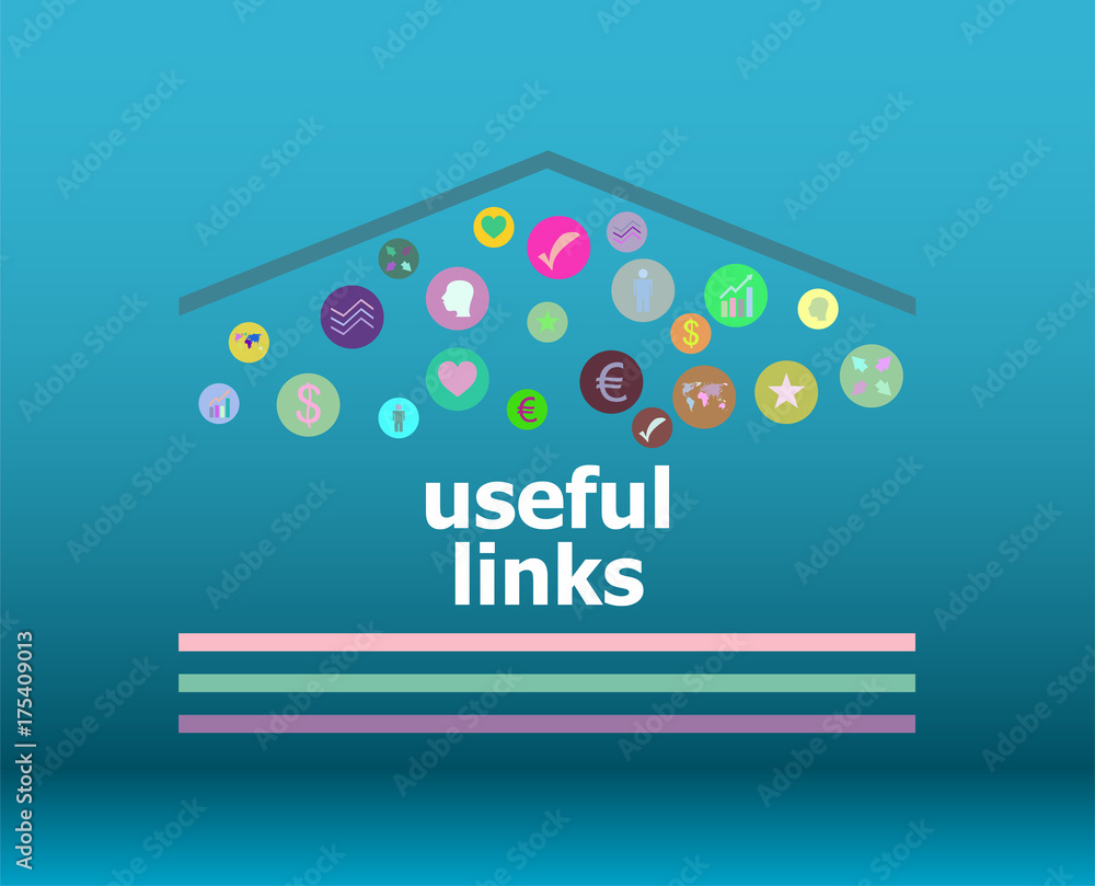 Poster text useful links on digital background. information concept