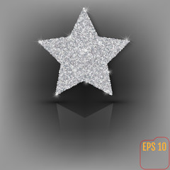 Glitter Stylish Silver Star, vector composition for glamour design