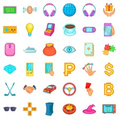 Currency icons set, cartoon style
