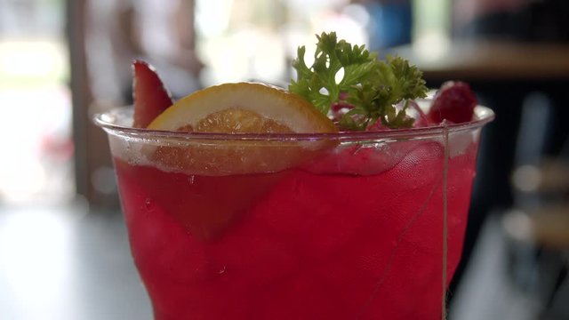 Fruit soda in cafe