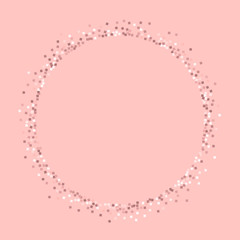 Pink gold glitter. Round shape with pink gold glitter on pink background. Shapely Vector illustration.