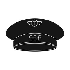 Black cap with the logo of a taxi. Uniforms taxi driver. Taxi station single icon in black style vector symbol stock illustration.