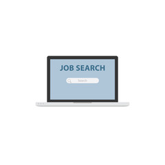 Online Job Search Illustration. Job Search Page On Laptop Screen