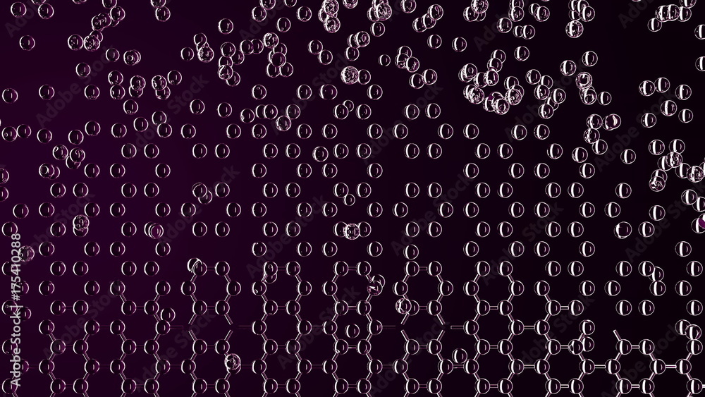 Poster creation of molecular structure. 3d rendering