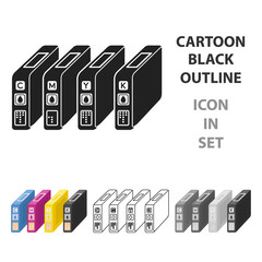 Ink cartridges in cartoon style isolated on white background. Typography symbol stock vector illustration.