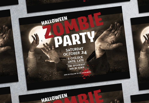 Halloween Zombie Party Flyer Layout 2