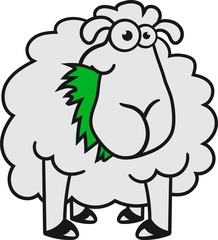 gras fressen hunger grinsen stehend glücklich lustig klein süß niedlich comic cartoon schaf ziege wolle bauer bock cool