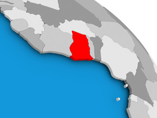 Ghana in red on map