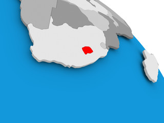 Lesotho in red on map