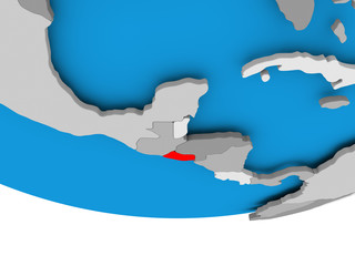 Fototapeta premium El Salvador on globe