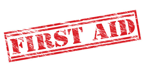 first aid red stamp on white background