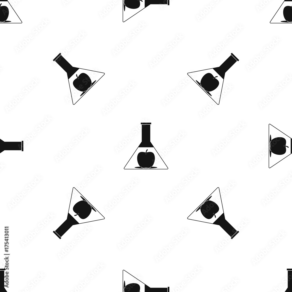 Poster test flask with apple pattern seamless black