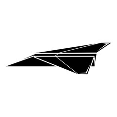 Origami airplane icon, simple black style