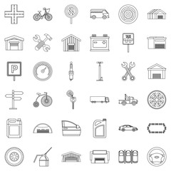 Garage icons set, outline style