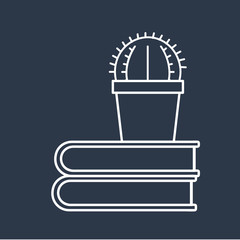 Vector of cactus on books