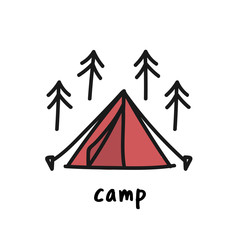 Illustration drawing style of camping icons collection